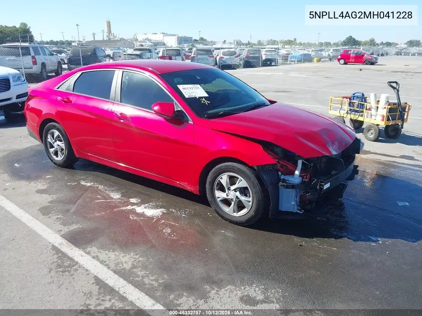 HYUNDAI ELANTRA 2021, VIN 5NPLL4AG2MH041228