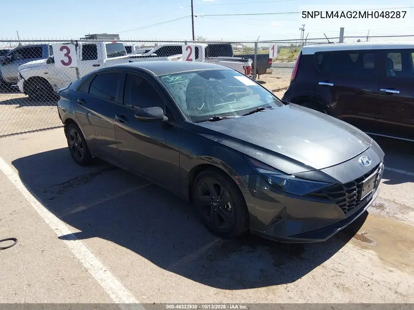 HYUNDAI ELANTRA 2021, VIN 5NPLM4AG2MH048287