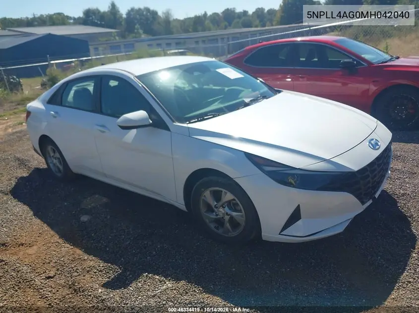 HYUNDAI ELANTRA 2021, VIN 5NPLL4AG0MH042040