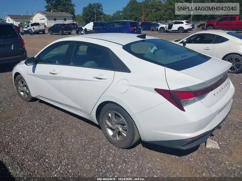 2021 HYUNDAI ELANTRA VIN 5NPLL4AG0MH042040 — фото 3