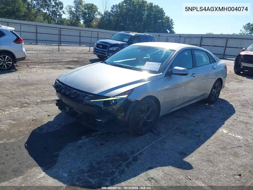 2021 HYUNDAI ELANTRA VIN 5NPLS4AGXMH004074 — фото 2