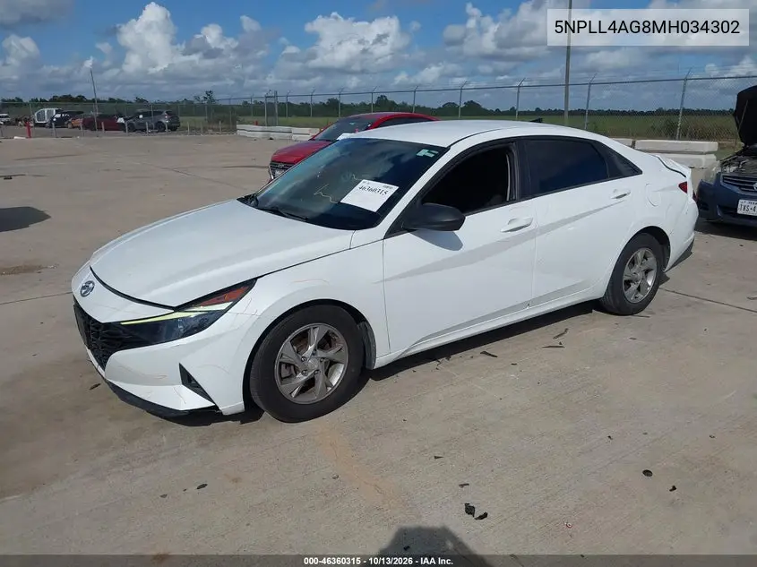 2021 HYUNDAI ELANTRA VIN 5NPLL4AG8MH034302 — фото 2