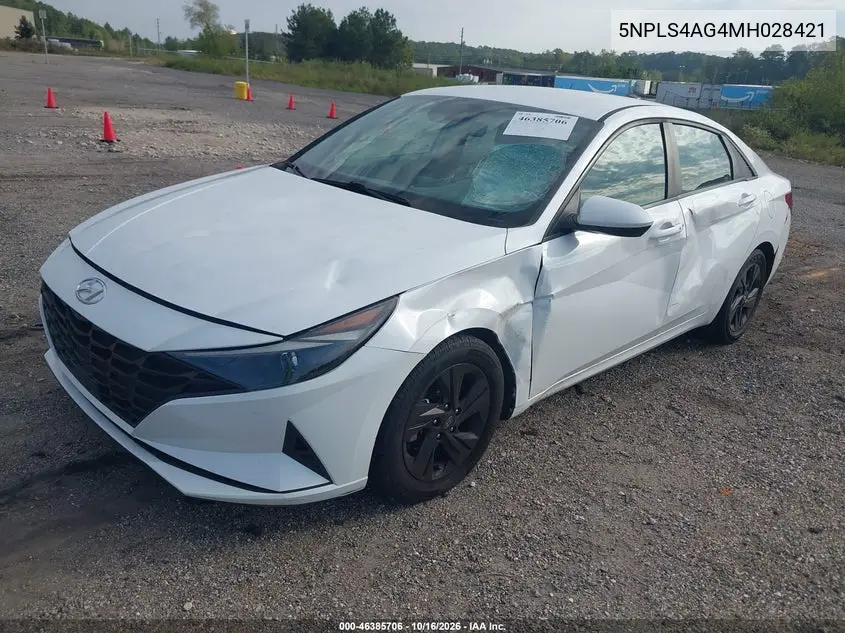 2021 HYUNDAI ELANTRA VIN 5NPLS4AG4MH028421 — фото 2