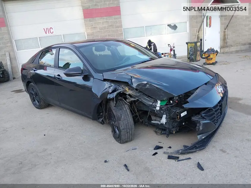 HYUNDAI ELANTRA 2021, VIN 5NPLM4AG8MH003354