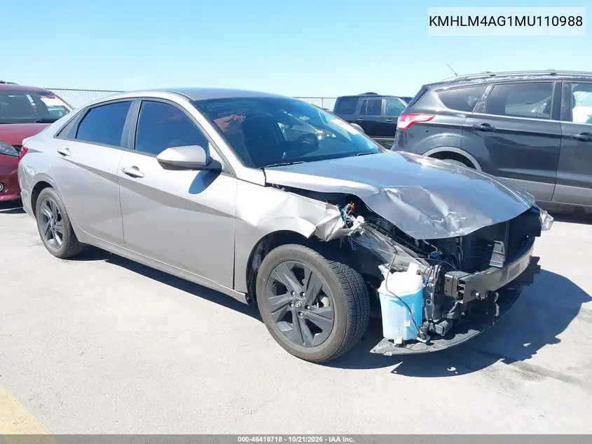HYUNDAI ELANTRA 2021, VIN KMHLM4AG1MU110988
