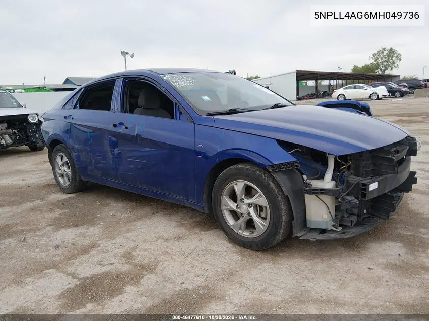 HYUNDAI ELANTRA 2021, VIN 5NPLL4AG6MH049736