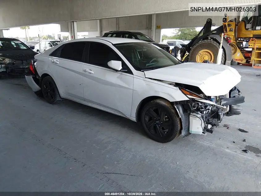 HYUNDAI ELANTRA 2021, VIN 5NPLM4AG7MH026303