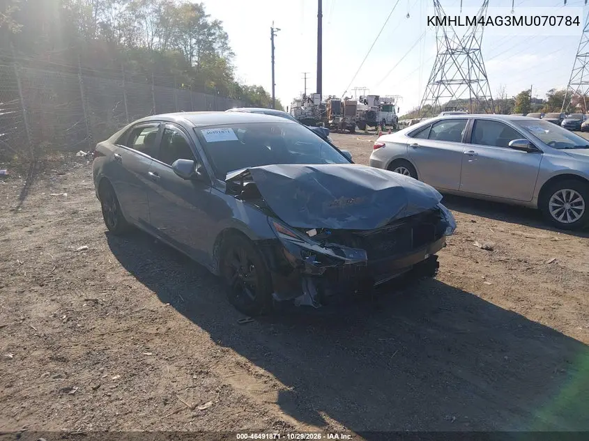 HYUNDAI ELANTRA 2021, VIN KMHLM4AG3MU070784