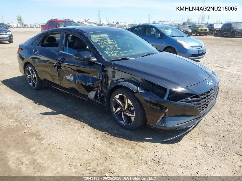 HYUNDAI ELANTRA 2022, VIN KMHLN4AG2NU215005