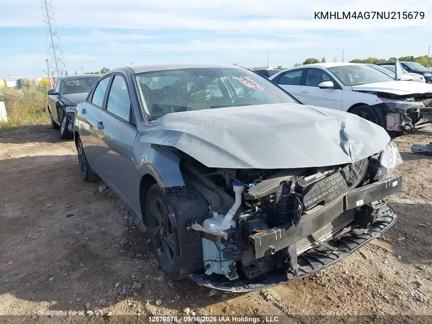 HYUNDAI ELANTRA 2022, VIN KMHLM4AG7NU215679
