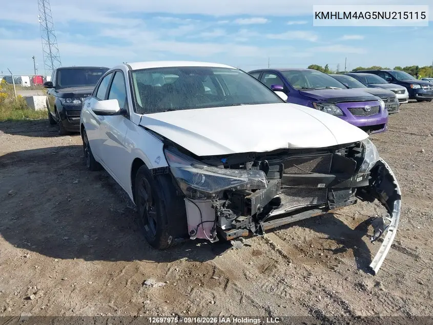 HYUNDAI ELANTRA 2022, VIN KMHLM4AG5NU215115