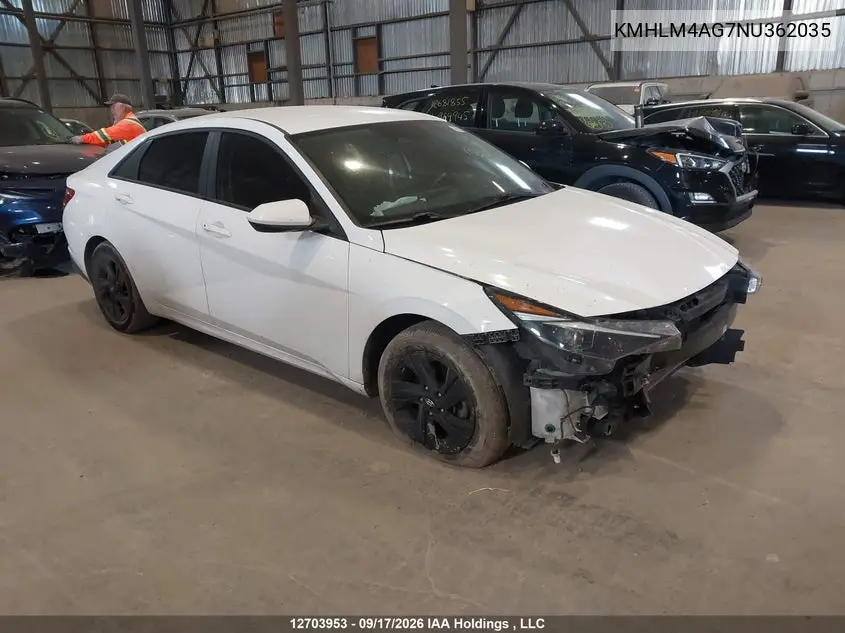 HYUNDAI ELANTRA 2022, VIN KMHLM4AG7NU362035