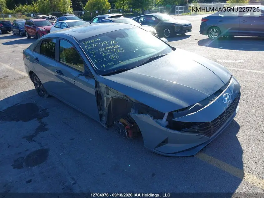 HYUNDAI ELANTRA 2022, VIN KMHLM4AG5NU225725