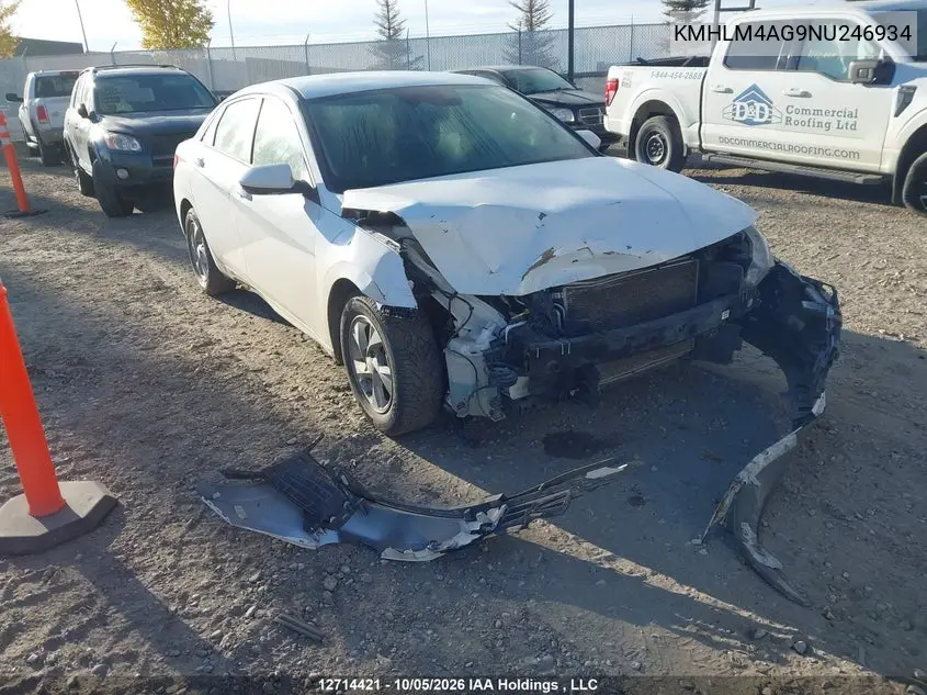 HYUNDAI ELANTRA 2022, VIN KMHLM4AG9NU246934