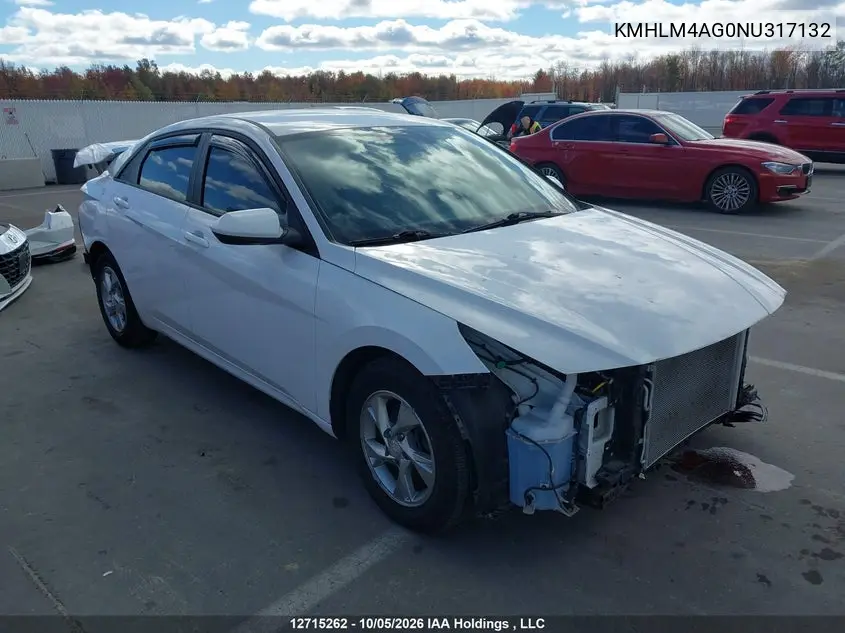 HYUNDAI ELANTRA 2022, VIN KMHLM4AG0NU317132