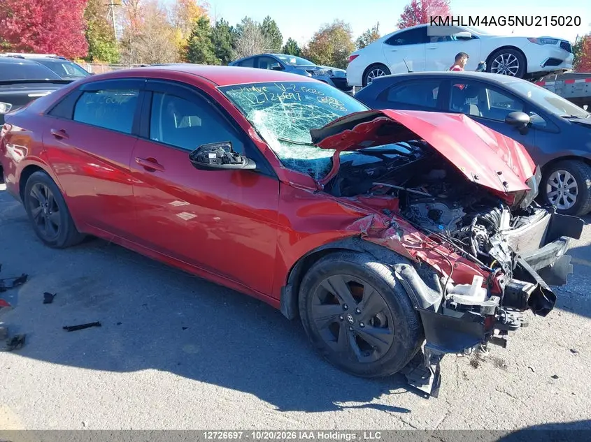 HYUNDAI ELANTRA 2022, VIN KMHLM4AG5NU215020