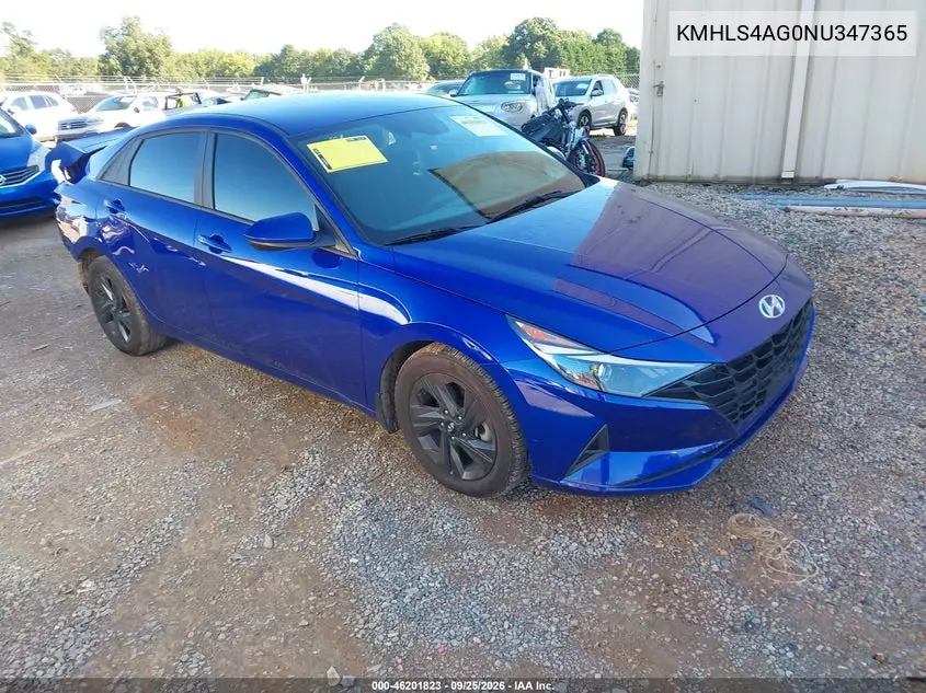 HYUNDAI ELANTRA 2022, VIN KMHLS4AG0NU347365
