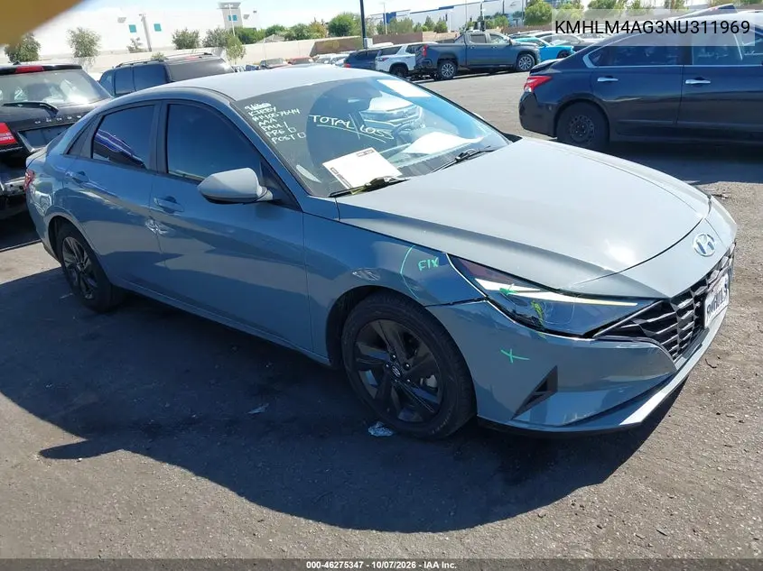 HYUNDAI ELANTRA 2022, VIN KMHLM4AG3NU311969