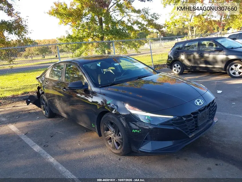 HYUNDAI ELANTRA 2022, VIN KMHLS4AG0NU307660