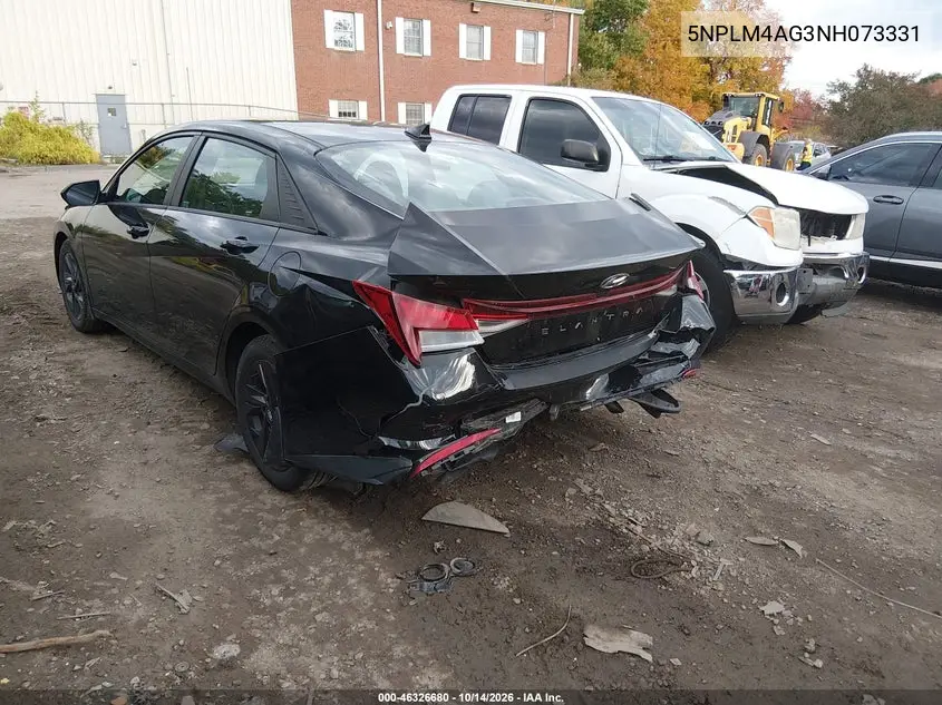 2022 HYUNDAI ELANTRA VIN 5NPLM4AG3NH073331 — фото 3
