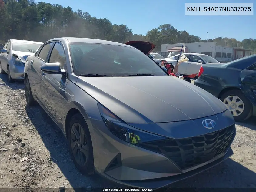 HYUNDAI ELANTRA 2022, VIN KMHLS4AG7NU337075