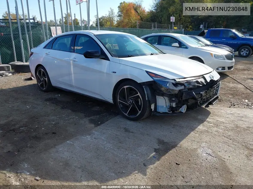HYUNDAI ELANTRA 2022, VIN KMHLR4AF1NU230848