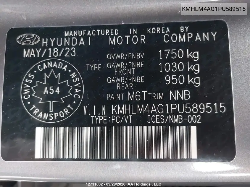 2023 HYUNDAI ELANTRA VIN KMHLM4AG1PU589515 — фото 9