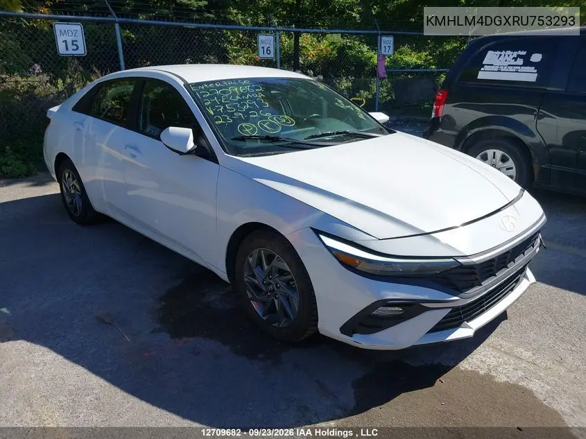 HYUNDAI ELANTRA 2024, VIN KMHLM4DGXRU753293
