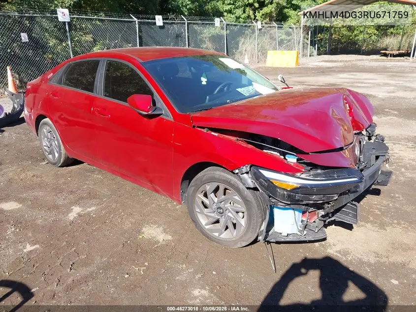 HYUNDAI ELANTRA 2024, VIN KMHLM4DG3RU671759