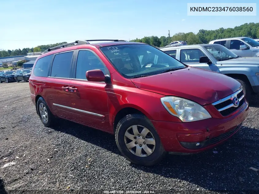 HYUNDAI ENTOURAGE 2007, VIN KNDMC233476038560
