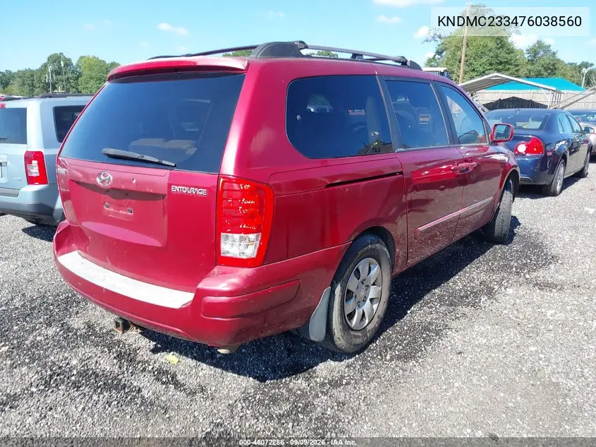 2007 HYUNDAI ENTOURAGE VIN KNDMC233476038560 — фото 4