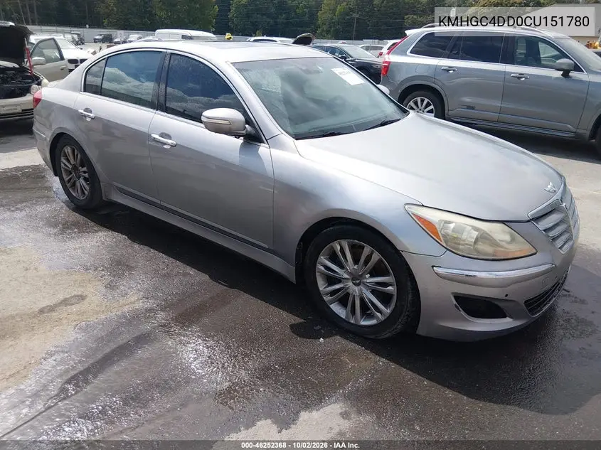 HYUNDAI GENESIS 2012, VIN KMHGC4DD0CU151780