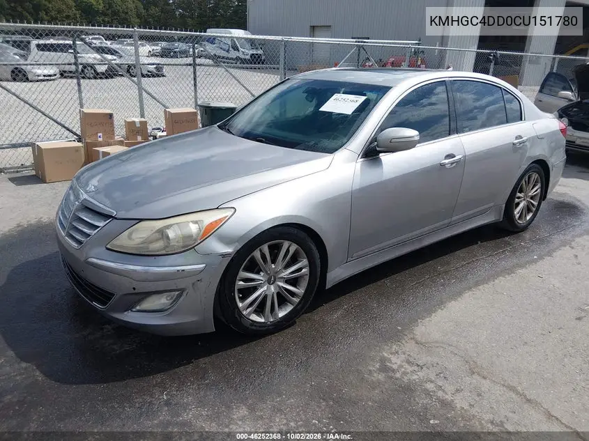 2012 HYUNDAI GENESIS VIN KMHGC4DD0CU151780 — фото 2