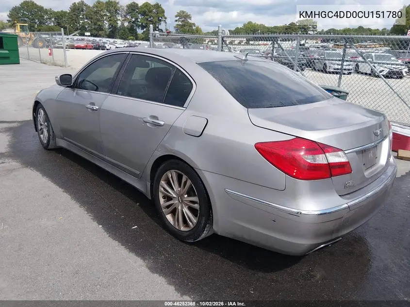 2012 HYUNDAI GENESIS VIN KMHGC4DD0CU151780 — фото 3