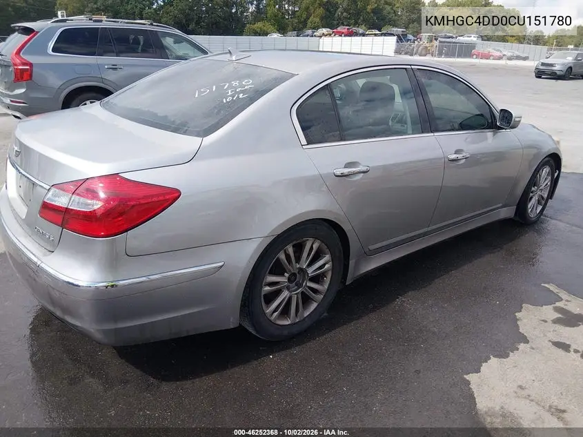 2012 HYUNDAI GENESIS VIN KMHGC4DD0CU151780 — фото 4