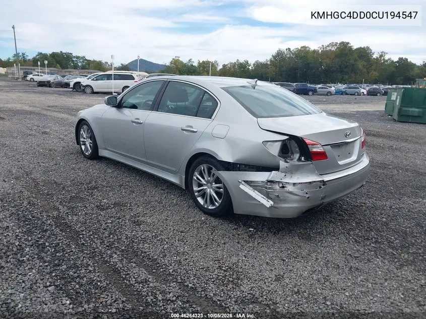 2012 HYUNDAI GENESIS VIN KMHGC4DD0CU194547 — фото 3