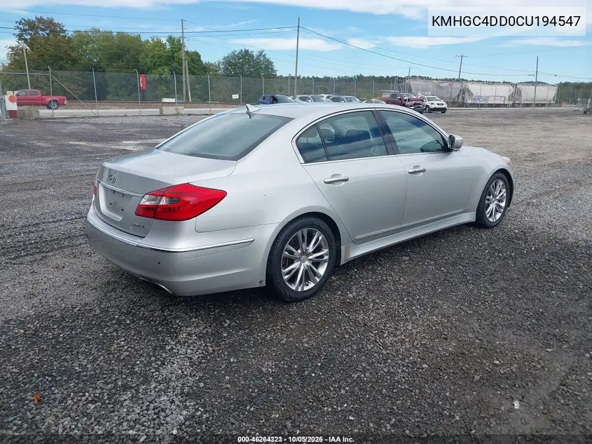 2012 HYUNDAI GENESIS VIN KMHGC4DD0CU194547 — фото 4
