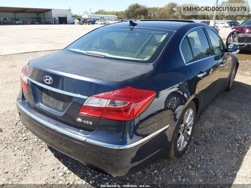 2012 HYUNDAI GENESIS VIN KMHGC4DD0CU193379 — фото 4