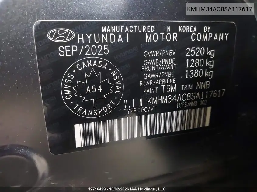 2025 HYUNDAI IONIQ 6 VIN KMHM34AC8SA117617 — фото 18