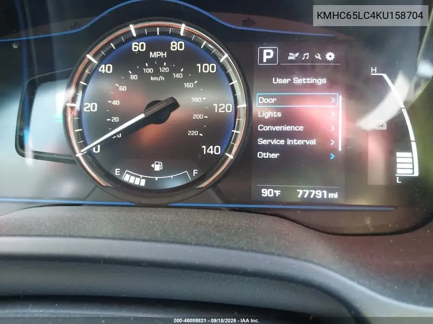 2019 HYUNDAI IONIQ VIN KMHC65LC4KU158704 — фото 7