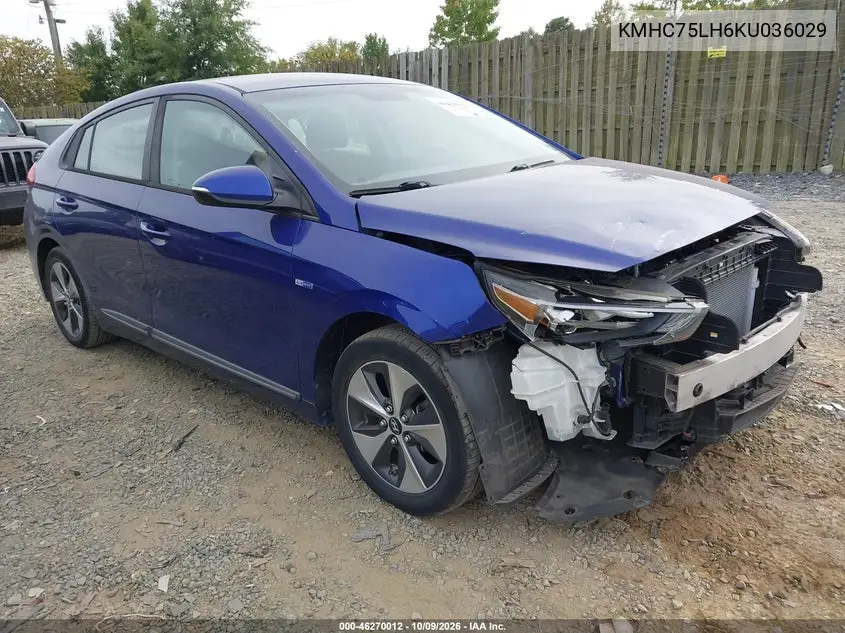 HYUNDAI IONIQ 2019, VIN KMHC75LH6KU036029