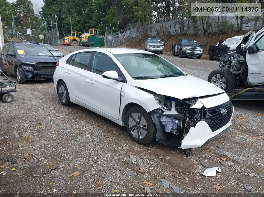 HYUNDAI IONIQ 2019, VIN KMHC65LC0KU114375
