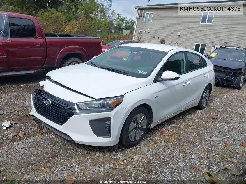2019 HYUNDAI IONIQ VIN KMHC65LC0KU114375 — фото 2