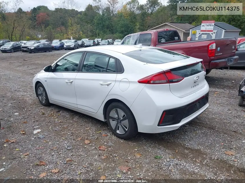 2019 HYUNDAI IONIQ VIN KMHC65LC0KU114375 — фото 3