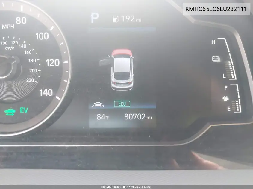 2020 HYUNDAI IONIQ VIN KMHC65LC6LU232111 — фото 7