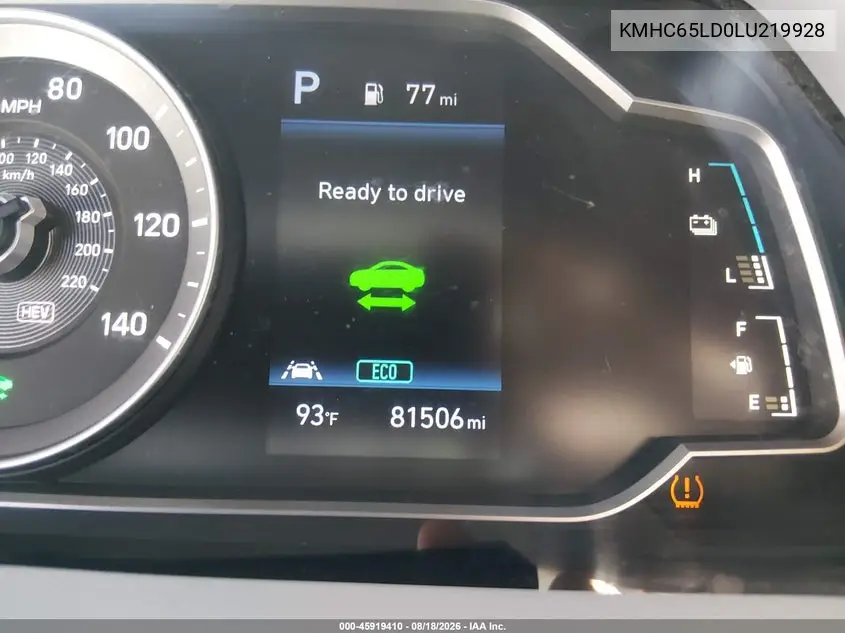 2020 HYUNDAI IONIQ VIN KMHC65LD0LU219928 — фото 20
