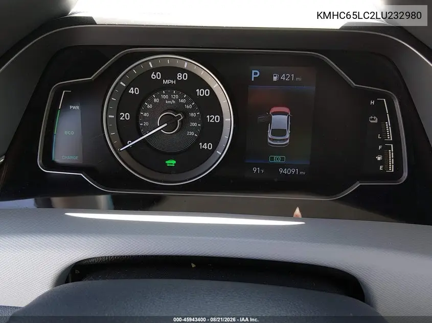 2020 HYUNDAI IONIQ VIN KMHC65LC2LU232980 — фото 7