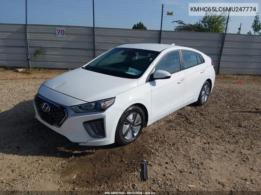 2021 HYUNDAI IONIQ VIN KMHC65LC6MU247774 — фото 2