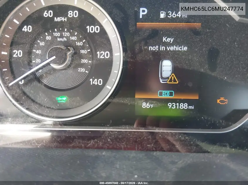 2021 HYUNDAI IONIQ VIN KMHC65LC6MU247774 — фото 7