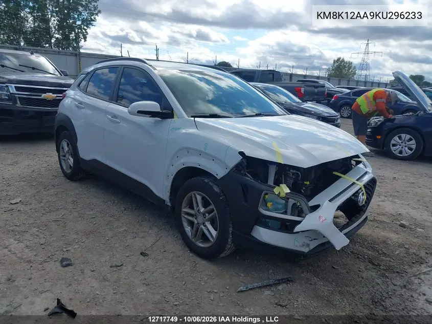 HYUNDAI KONA 2019, VIN KM8K12AA9KU296233